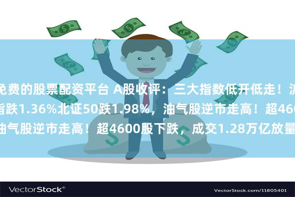 免费的股票配资平台 A股收评：三大指数低开低走！沪指跌0.79%创业板指跌1.36%北证50跌1.98%，油气股逆市走高！超4600股下跌，成交1.28万亿放量591亿